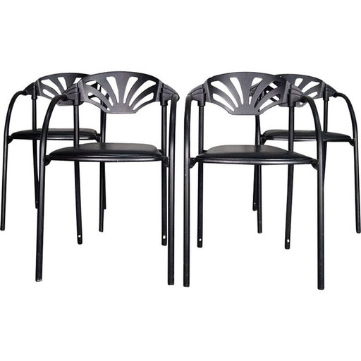 Ensemble de 4 fauteuils vintage par Lisa Bross pour Studio Simonetti 1980