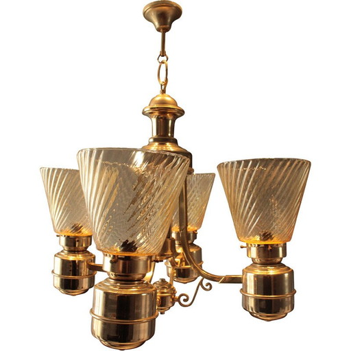 Lustre vintage en verre de Murano, Italie 1940