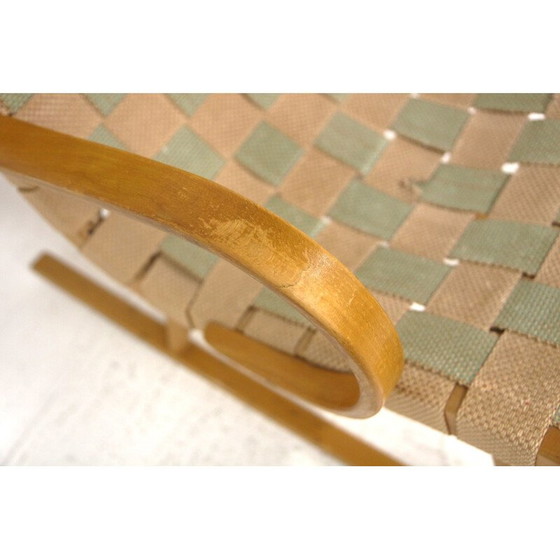 Image 1 of Chaise à bascule scandinave vintage en toile de jute, Suède 1970