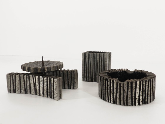 Image 1 of Nécessaire De Fumeur Et Bougeoir Brutaliste Willy Ceysens 1960