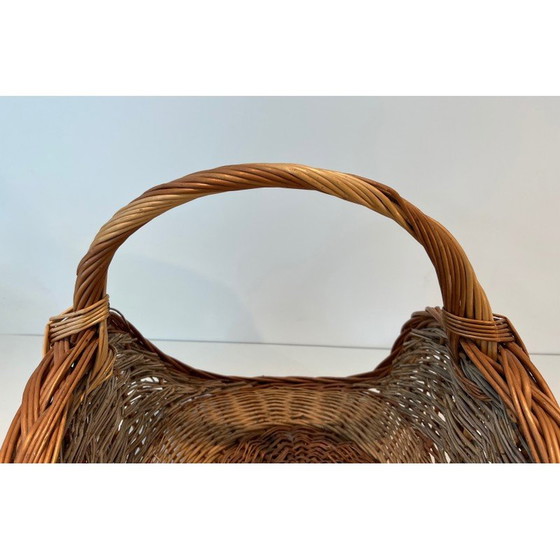 Image 1 of Porte-bois en rotin vintage, 1970