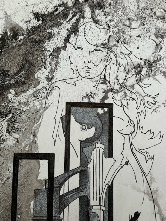 Image 1 of Eugène Eechaut (1928-2019) - Composition abstraite avec une femme. 1983