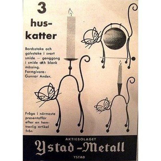 Image 1 of Chandeliers Chats Gunnar Ander Ystad Metall 1950 Suède