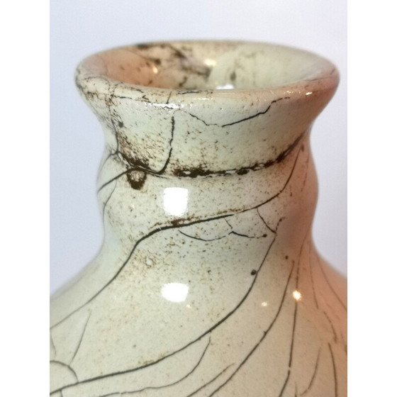 Image 1 of Vase vintage en céramique bicolore fait à la main, Europe 1960