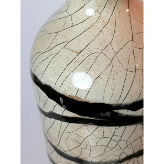 Image 1 of Vase vintage en céramique bicolore fait à la main, Europe 1960