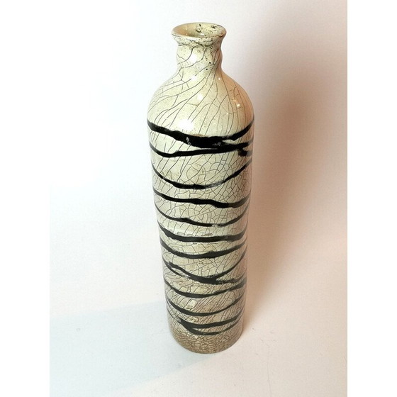 Image 1 of Vase vintage en céramique bicolore fait à la main, Europe 1960