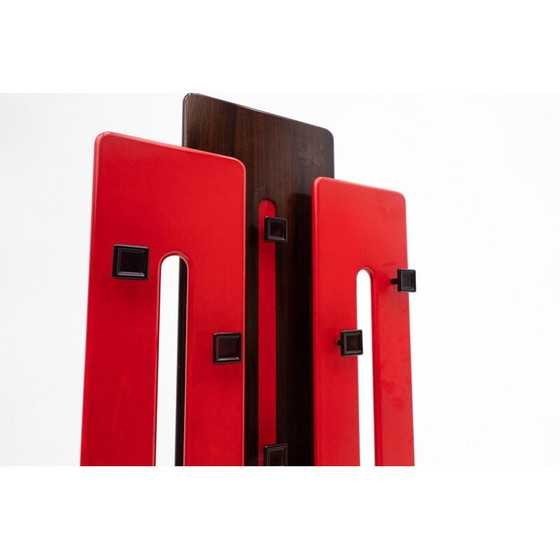 Image 1 of Porte-manteau modulable rouge du milieu du siècle par Carlo di Carli pour Fiarm, Italie, années 1960