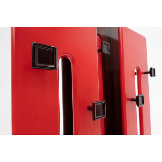 Image 1 of Porte-manteau modulable rouge du milieu du siècle par Carlo di Carli pour Fiarm, Italie, années 1960