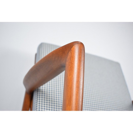 Image 1 of Fauteuil pied-de-poule vintage en teck teinté et tissu pour Swarzędz, 1960.