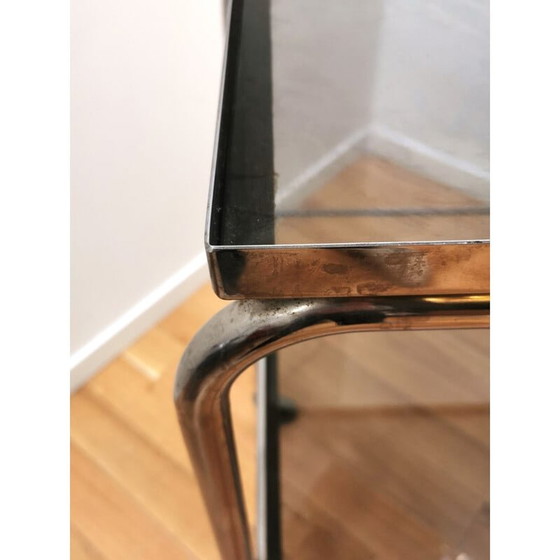 Image 1 of Table de service vintage en acier chromé et verre, années 1950-1960