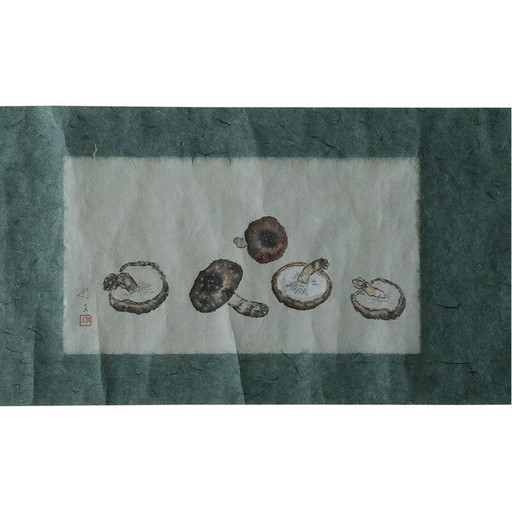 Poster vintage Svampar peinture japonaise sur tissu, Danemark