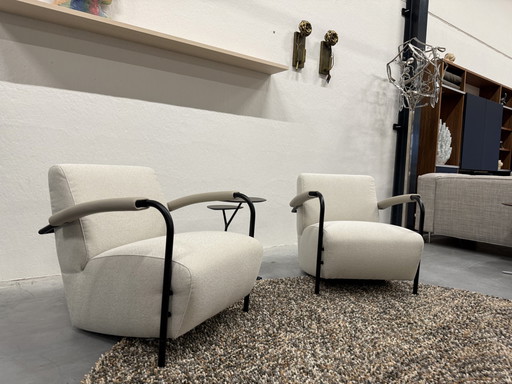 2 fauteuils Leolux Scylla tissu Nomad blanc