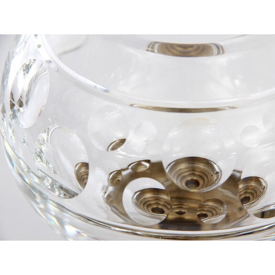 Image 1 of Bougeoir vintage en cristal et laiton par Jan Johansson pour Orrefors, Suède 1970