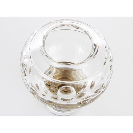 Image 1 of Bougeoir vintage en cristal et laiton par Jan Johansson pour Orrefors, Suède 1970
