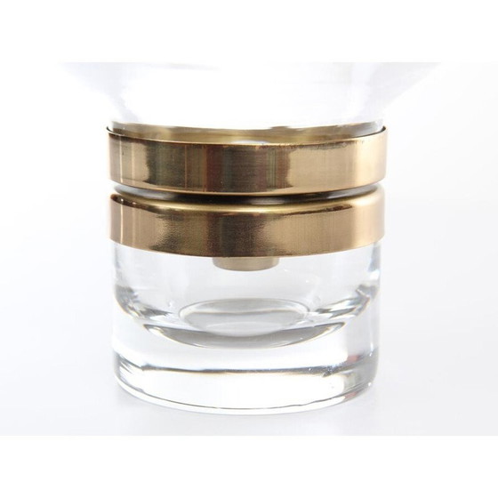 Image 1 of Bougeoir vintage en cristal et laiton par Jan Johansson pour Orrefors, Suède 1970