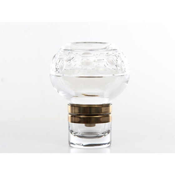 Image 1 of Bougeoir vintage en cristal et laiton par Jan Johansson pour Orrefors, Suède 1970