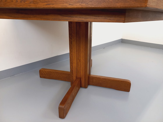 Image 1 of Table À Manger Hexagonale Vintage Des Années 80 En Bois De Chêne