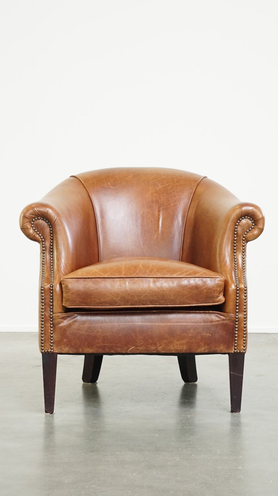 Image 1 of Fauteuil club en cuir de bœuf