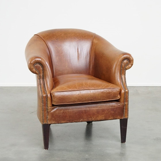 Image 1 of Fauteuil club en cuir de bœuf