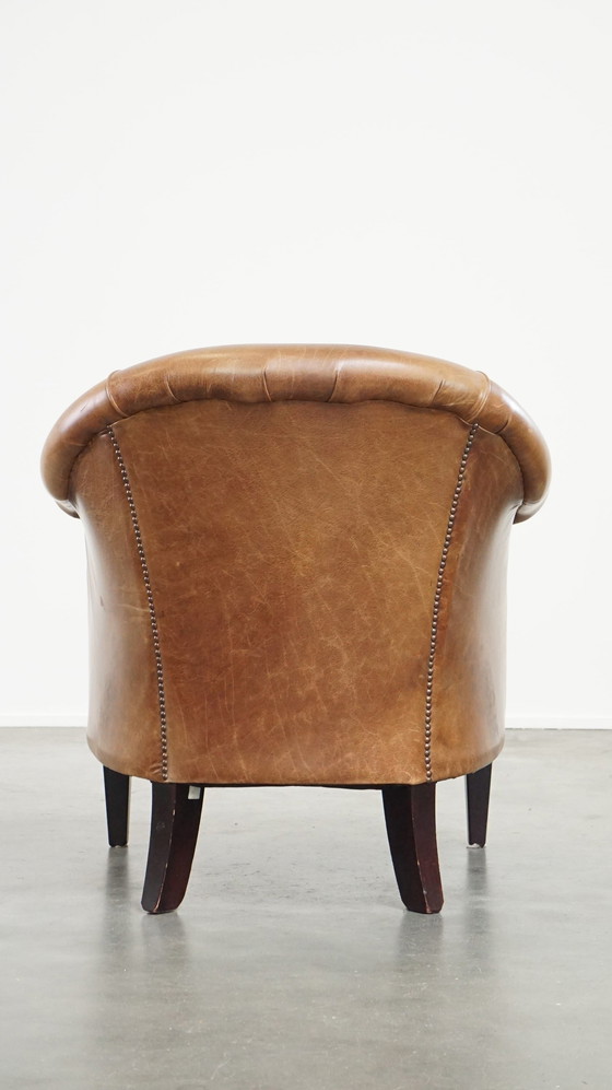 Image 1 of Fauteuil club en cuir de bœuf