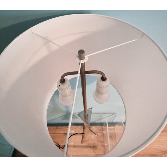 Image 1 of Lampe pyramidale vintage en métal et tissu par A. Tonello et A. Montagna Grillo pour High Society Milano, 1972s