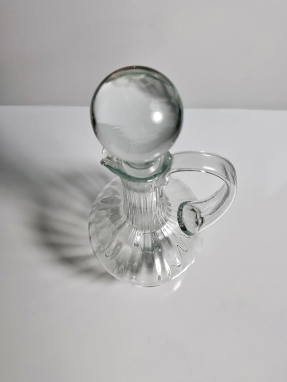 Image 1 of Vintage Carafe Mid Century Murano Italie Décanteur Boule Tourbillon Jus Eau Verre Pichet