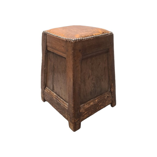 Tabouret ancien en chêne français, 18e siècle