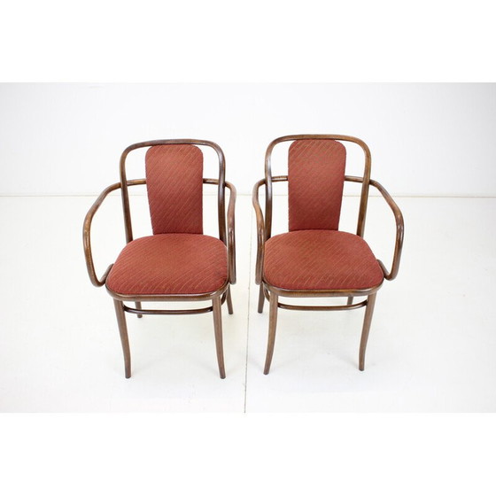 Image 1 of Paire de chaises vintage en bois et tissu par Ton, Tchécoslovaquie 1989s