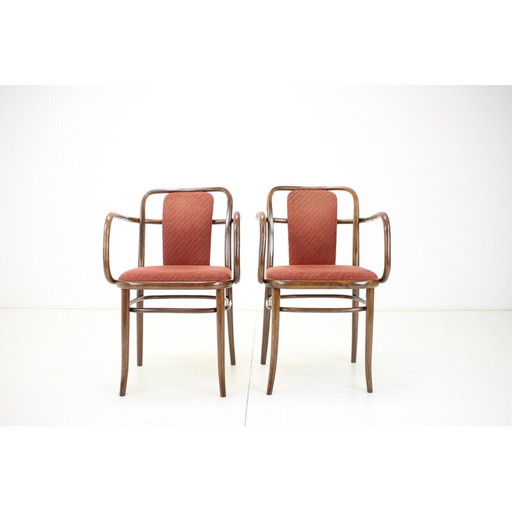 Paire de chaises vintage en bois et tissu par Ton, Tchécoslovaquie 1989s
