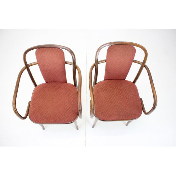 Image 1 of Paire de chaises vintage en bois et tissu par Ton, Tchécoslovaquie 1989s