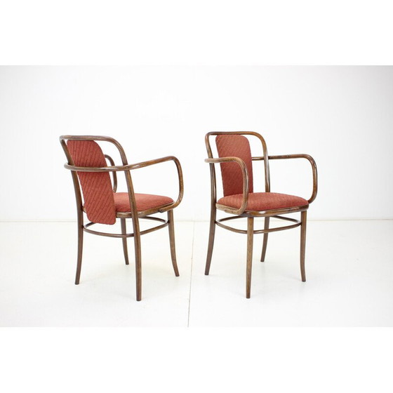 Image 1 of Paire de chaises vintage en bois et tissu par Ton, Tchécoslovaquie 1989s