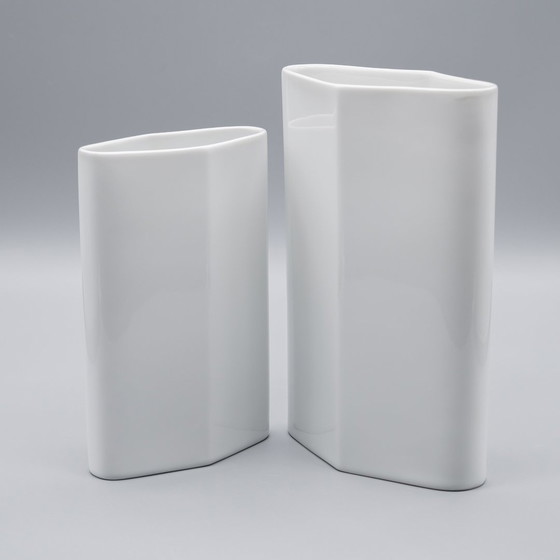 Image 1 of Rosenthal Vase en Porcelaine Brillante Duo Tapio Wirkkala 60S Vintage Iconic Form