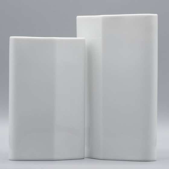 Image 1 of Rosenthal Vase en Porcelaine Brillante Duo Tapio Wirkkala 60S Vintage Iconic Form