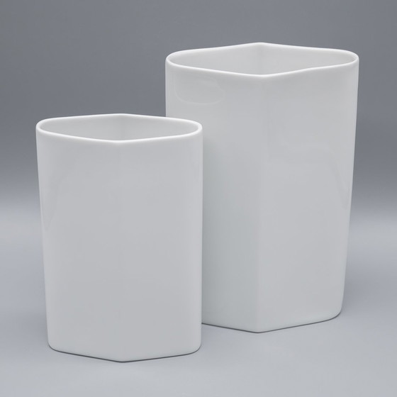 Image 1 of Rosenthal Vase en Porcelaine Brillante Duo Tapio Wirkkala 60S Vintage Iconic Form