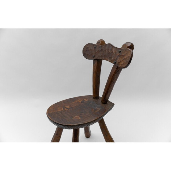 Image 1 of Chaise rustique provinciale sculptée, France 1960