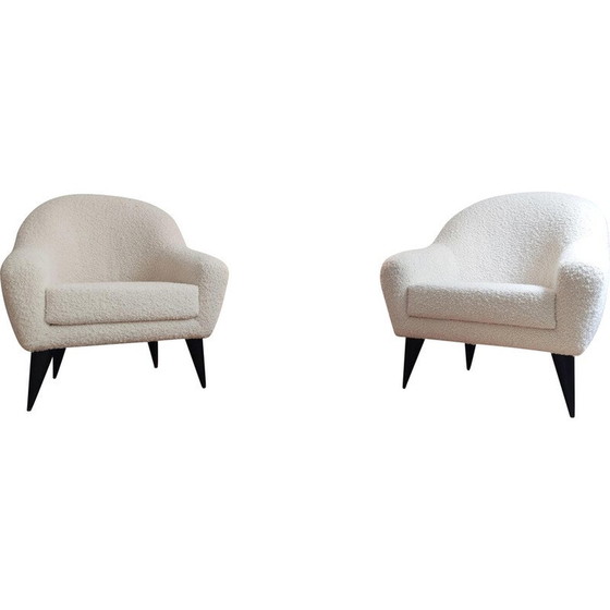 Image 1 of Paire de fauteuils vintage en bois noir, France 1950