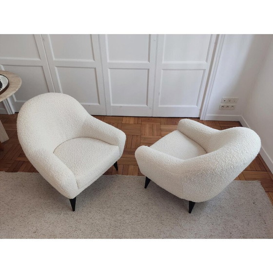 Image 1 of Paire de fauteuils vintage en bois noir, France 1950