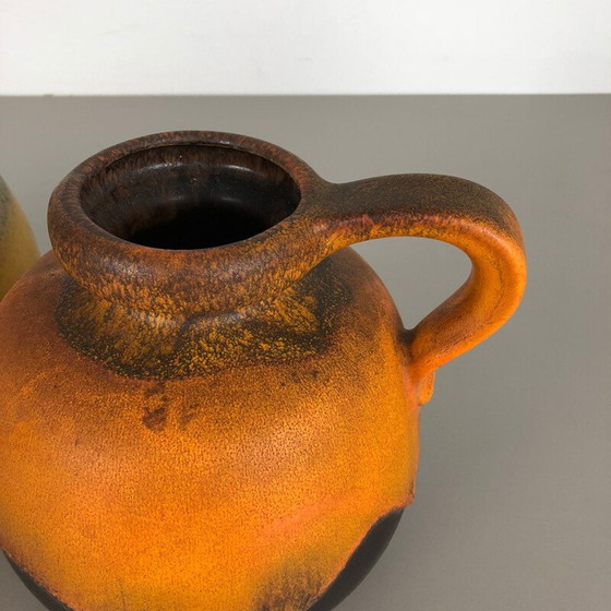 Image 1 of Paire de vases vintage en céramique de lave par Scheurich, Allemagne 1970