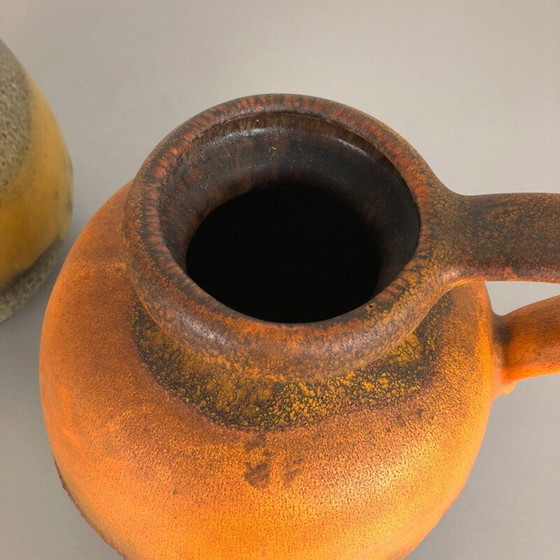 Image 1 of Paire de vases vintage en céramique de lave par Scheurich, Allemagne 1970
