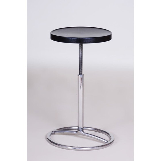 Image 1 of Tabouret de piano vintage en bois et acier, années 1930