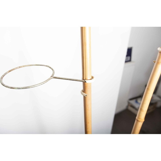 Image 1 of Porte tournante d'intérieur atypique en bambou et laiton, Suise 1960