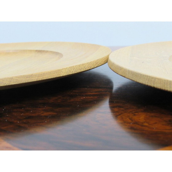 Image 1 of Set de 5 assiettes vintage en bois de chêne massif par Ddmm, Danemark 1960
