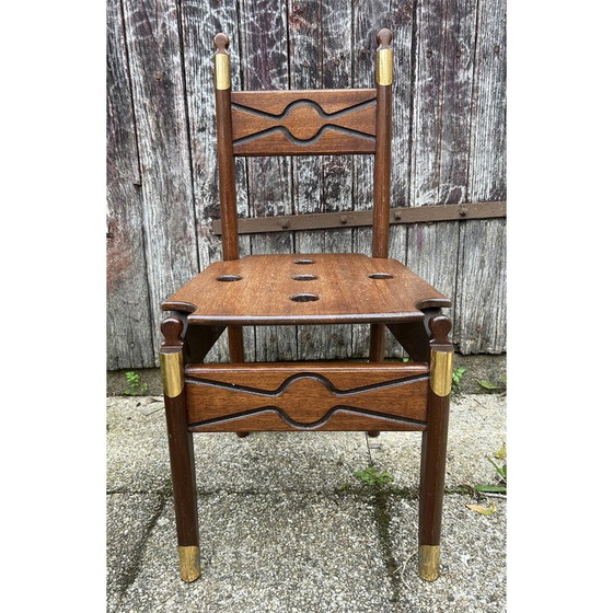 Image 1 of Commode vintage marine scriban en bois d'acacia et laiton, 1950