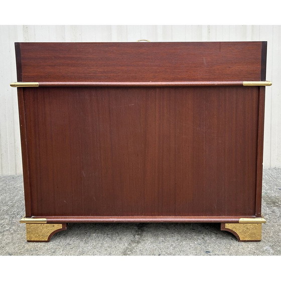 Image 1 of Commode vintage marine scriban en bois d'acacia et laiton, 1950