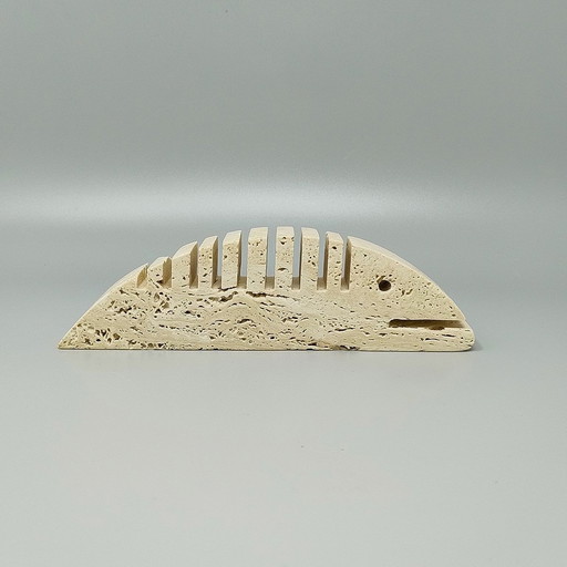 1970S Original Big Travertine Fish Sculpture By Enzo Mari For F.Lli Mannelli