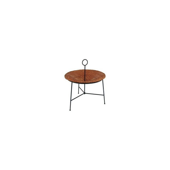 Image 1 of Porte-revues vintage en osier et laiton laqué noir, 1960