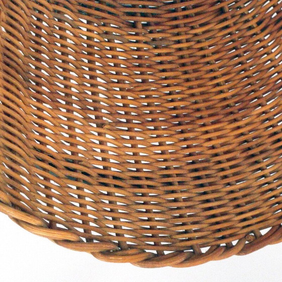Image 1 of Porte-revues vintage en osier et laiton laqué noir, 1960