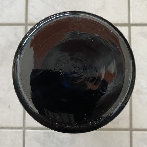 Image 1 of Vase en verre noir avec décoration en émail par Veb Wasungen 1970S