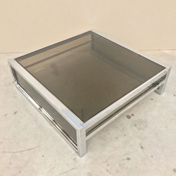 Image 1 of Table basse vintage en chrome lourd par Belgo Chrome De Wulf, Belgique