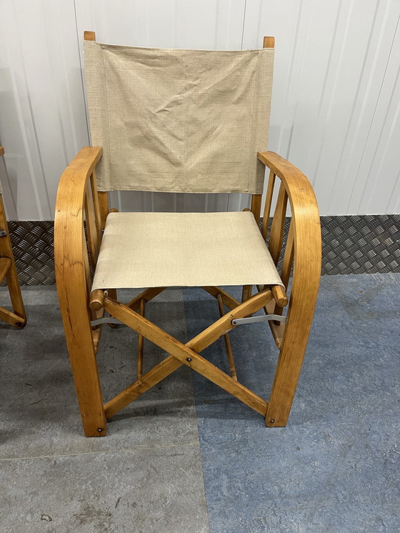 Image 1 of Ensemble de 2 chaises pliantes de directeur vintage françaises de luxe